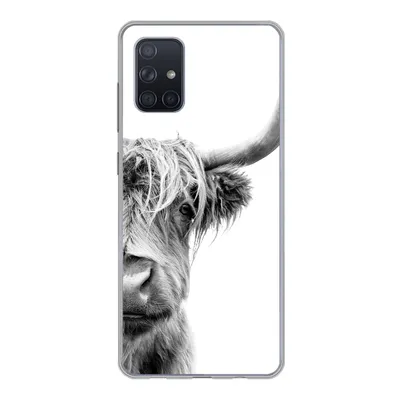 Produktbild von MuchoWow® Handyhülle Schutzhülle Hülle für Samsung Galaxy A51 5G Schottischer Highlander - Tiere - Schwarz - Weiß Silikon Softcase Handy Hülle - Abbildung