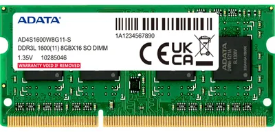 Produktbild von ADATA Premier , 8 GB, 1 x 8 GB, DDR3L, 1600 MHz, 204-pin SO-DIMM, Grün