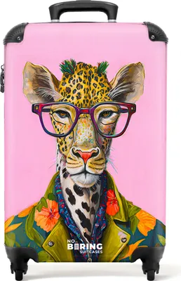 Produktbild von NoBoringSuitcases.com® Koffer Handgepäck Trolley Rollkoffer Kleine Reisekoffer mit 4 Rollen - Tiere - Giraffe - Brille - Blumen - Cabin Size < 55x40x23 cm & 55x40x20 cm - Fotokoffer - Kabinenkoffer - BoardgepäckHandgepäck Koffer 55x35x20 cm, 36L,