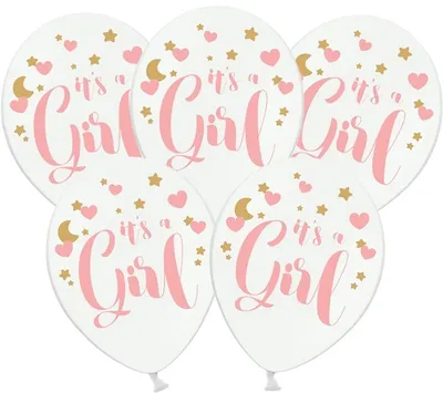 Imagen del producto de Decoración para baby shower, globos rosas, 30 cm, paquete de 5 unidades.