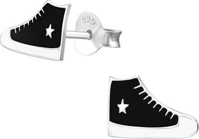 Produktbild von Ohrstecker Schuhe 925 Sterling Silber mit Sneaker in schwarz oder pink Farbe - Schwarz