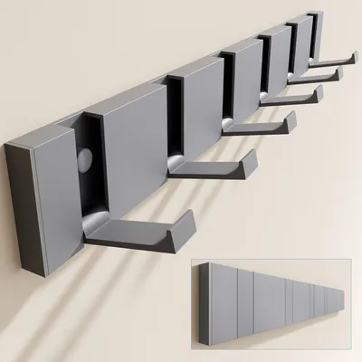 Produktbild von doporro Garderobenhaken Wand Moderne Wandgarderoben aus Aluminium Garderobenleiste klappbar kleiderhaken mit 6 Beweglichen Haken Wandhaken Grau
