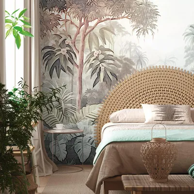 Produktbild von Profhome 399011-GU Fototapete Dschungel matt braun blau grün weiß 3,71 m x 2,8 m
