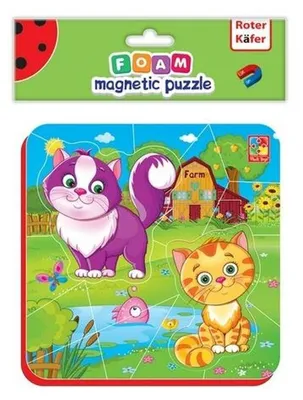 Produktbild von Pädagogisches Magnetpuzzle mit Bauernhofthema für Kinder - Rosa, es Entwicklungsspiel, 50 Teile in einer Schachtel