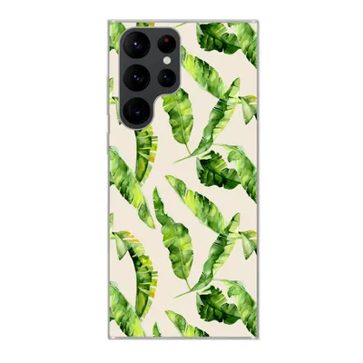 Produktbild von MuchoWow® Handyhülle Schutzhülle Hülle für Samsung Galaxy S22 Ultra Blatt - Tropisch - Muster Silikon Softcase Handy Hülle - Abbildung