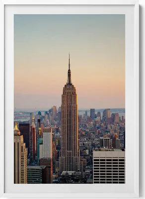 Produktbild von Panorama von New York– Wandbild mit Rahmen – Gerahmtes Bild  – Wanddekoration – 70x100 cm –  Weiß Rahmen