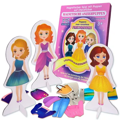 Produktbild von Magnetische Anziehpuppen Freundinnen, Magnet Puppen zum Anziehen, Magnet Anziehpuppen, Spielzeug für unterwegs, Anziehbuch, Magnetspiel mit 50 Magnete
