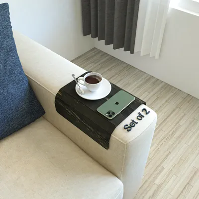 Produktbild von 2er Set Holz-Sofatablett, Armlehnen Tablett, faltbar, flexibel,Snacks, Fernbedienung oder Telefonhalter 40 cm x 28 cm Dream