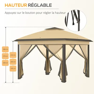 Produktbild von Gartenraum - Gartenpavillon - Partyzelt - Pergola - Überdachung - Doppeldach - 4 abnehmbare Moskitonetze