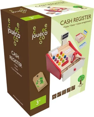 Produktbild von Jouéco-Registrierkasse aus Holz mit Scanner. 3+