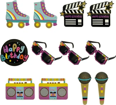 Produktbild von Oblique Unique Konfetti Happy Birthday Retro Motive 80er Jahre 80s Deko für Geburtstag Kindergeburtstag