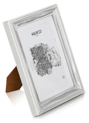 Produktbild von Shabby Chic Bilderrahmen 13x18 cm - Glasfront - mit Passepartout für 10x15 Fotos - 2 cm Rahmenbreite - Echtholz - Braun Weiß