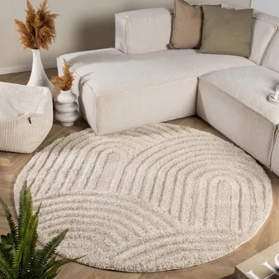 Zdjęcie produktu dla Volero - Okrągły dywan skandynawski – Lova Arches Beżowy - Ø 200cm