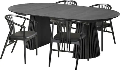 Image de Tokyo ensemble pour salle à manger table à manger 4 chaises noires.