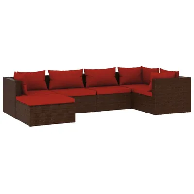 Produktbild von vidaXL 6-tlg. Garten-Lounge-Set mit Kissen Poly Rattan Braun