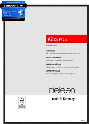 Produktbild von nielsen Aluminium Bilderrahmen Atlanta, 42 x 59,4 cm (A2), Schwarz Matt