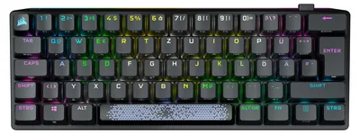 Produktbild von Corsair K70 Pro mini, Verkabelt & Kabellos, USB + Bluetooth, Mechanischer Switch, QWERTZ, RGB-LED, Schwarz