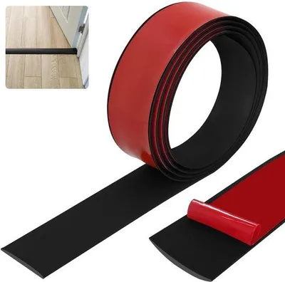 Image de Profilé flexible pour joints de vinyle, 4 cm x 2 m, autocollant, imperméable, noir, pour les joints de vinyle au sol