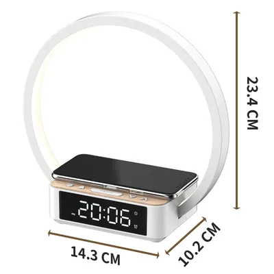 Produktbild von Schreibtischlampe LED Nachttischlampe 3 Helligkeitsstufen & Kabellose Ladefunktion Wecker,Zeitanzeige,LED SnoozeDual-Alarm Aufwachlicht,Touch Dimmbar