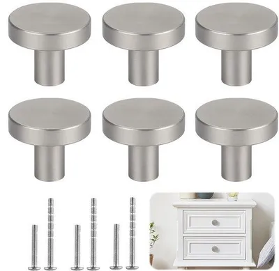 Produktbild von Dailygoods- Möbelknopf Silber - 6 Stk - Griff - Schrank-Knopf - Langlebig - Korrosion und Edelstahl - Einfach zu installieren - Schrank-Knopf