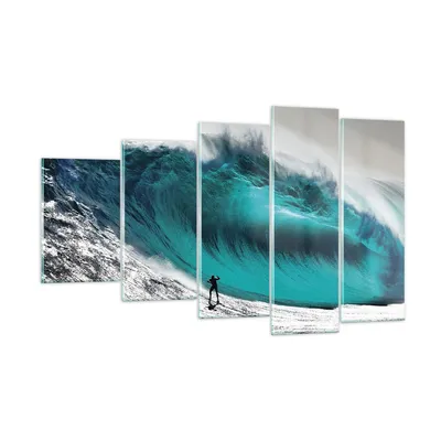 Produktbild von Bilder auf glas - 5 Teile - Surfen Welle Türkis - 100x60cm - Glasbilder - Wandbilder - Bilder - zum Aufhängen bereit - Wanddekoration aus Glas - Glas Bilder - Wandbild auf Glas - GEG100x60-4351