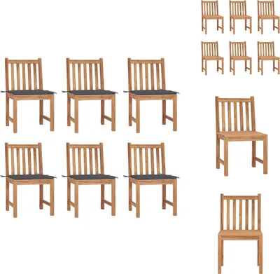 Produktbild von vidaXL Gartenstühle 6 Stk. mit Kissen Massivholz Teak -  Gartenstühle