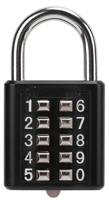 Productafbeelding van Hangslot met 10-cijferige code, waterdicht, stalen beugel van 6 mm
