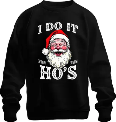 Produktbild von I DO IT FOR THE HO'S Weihnachtsmann Humor lustig Weihnachten Uni Sweatshirt Pullover, Schwarz, M