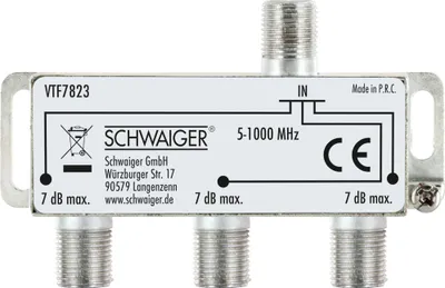 Produktbild von Schwaiger VTF7823 531, Kabelsplitter, 5 - 1000 MHz, Silber, Aluminium, 1 Stück(e), 74 mm