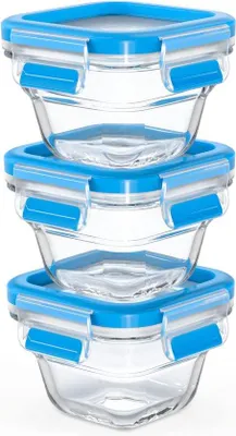 Produktbild von Famanu Aufbewahrungsdosen-Set aus Glas, 3-teilig, 3 x 0,18 l, stapelbar, ofen-, mikrowellen- und gefrierbeständig, spülmaschinenfest