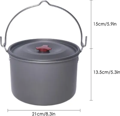Produktbild von 4,2 l Camping-Hängetopf, Aluminiumoxid-Kochen für Outdoor-Rucksacktouren, Angeln, Wandern