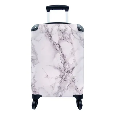 Produktbild von MuchoWow® Koffer Handgepäck Trolley Rollkoffer Kleine Reisekoffer mit 4 Rollen - Marmor - Rosa - Schwarz - Cabin Size < 55x40x23 cm & 55x40x20 cm - Fotokoffer - Kabinenkoffer - Boardgepäck - Reise-Box - Reisekoffer - Reisegepäck - Koffer mit Bild - Trolley für Kinder