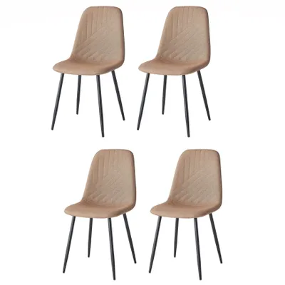 Image de Casa Dolce Chaise de salle à manger DERINA, lot de 4, marron, 44x50x87 cm, rembourrée, pied métallique, charge max. 120 kg