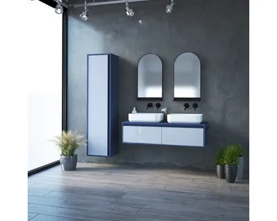 Produktbild von Devo Waschbeckenunterschrank Cristal 2.0 BxHxT 120 x 32 x 49 cm tyrolean blue/metal blue glass