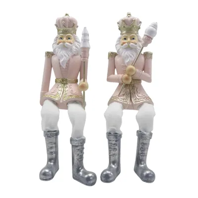 Produktbild von Nussknacker Set 2 Stück Polyresin 6x6x12/21 cm Rosa Weiß Clayre & Eef 6PR4845