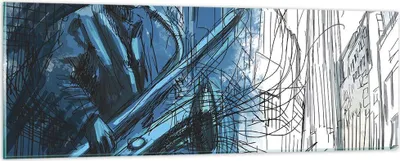 Produktbild von Bilder auf glas - Einteilig - Saxophon Musiker Zeichnen - 90x30cm - Glasbilder - Wandbilder - Bilder - zum Aufhängen bereit - Wanddekoration aus Glas - Glas Bilder - Wandbild auf Glas - GAB90x30-4148