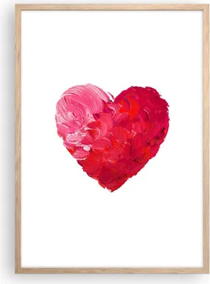 Produktbild von Gerahmtes Poster - Rahmen in heller Eiche - Rot Herz Aquarell - 50x70 cm - Wand Bild - Wanddeko - Wandbilder - Wandposter - Bilderrahmen - Bilder - Kunstdruck - Wandbild - P2NPA50x70-4158