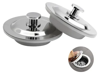 Produktbild von Set mit 2 Abflussstopfen, 42–44 mm, universelle Edelstahl-Abflussstopfen für Badewanne, Waschbecken und Spüle, mit praktischem Griff für Badewanne, Badezimmer, Dusche und Küchenspüle