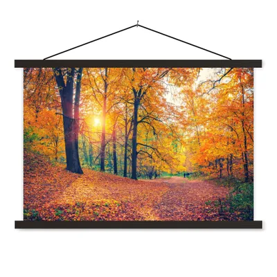 Produktbild von MuchoWow® Textilposter Bäume - Herbst - Wald - Herbstliche Blätter 60x40 cm mit schwarzem Rahmen - Hölzernes