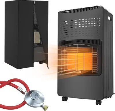 Produktbild von NAIZY Keramik Gasheizstrahler 4200W mit 3 Heizstufen, Mobiler Gasheizer inkl. Gasschlauch für Propan & Butan, Gasheizofen mit Kippschutz, ODS & Zündsicherung, Heizgerät für Innenräume, Schwarz
