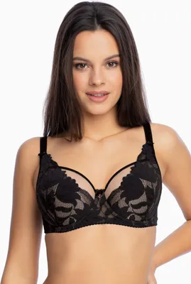 Produktbild von GAIA Damen Halbschalen-BH Keto – Eleganter Semi-Soft BH mit Spitze – Perfekter Halt und Komfort - Schwarz G80