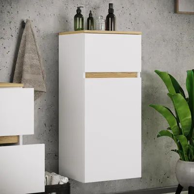 Produktbild von VCM Badhängeschrank, Badschrank mit Tür und Schublade – Badezimmerschrank hängend – H. 90 x B. 40 x T. 35 cm, Cosila