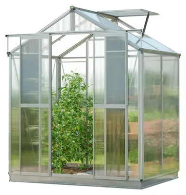 Produktbild von GFP Gewächshaus Picco 2 - Aluminium-Rahmen - 179x133 cm - 8 mm Polycarbonat-Platten - mit Fundamentrahmen und 1 autom. Fensteröffner