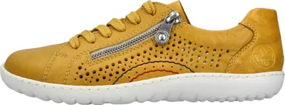 Produktbild von Rieker Damen Schnürschuh Slip-On Sneaker aus Leder mit Lochmuster 52824, Größe:40 EU, Farbe:Gelb