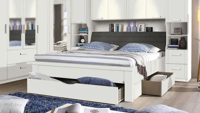 Produktbild von Bettanlage Lindau Bett Schlafzimmer weiß mit Stauraum 180x200 cm