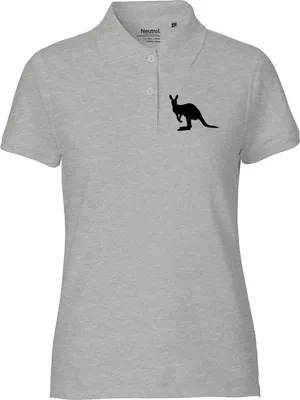 Produktbild von Huuraa Damen Polo Shirt Kangaroo Silhouette XL Sport Grey Bio Baumwolle Fairtrade Poloshirt Geschenkidee