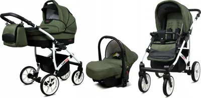 Obrázok produktu pre BabyLux® Largo | Kočík 3v1 Set | Olive Black | Kombi kočík | Kočíková súprava | Kočík