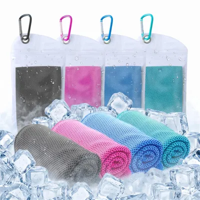 Produktbild von 100 x 30cm kühlende Handtücher, 4er Set Kühlendes Sporthandtuch für Hals und Gesicht, Fitness-Handtücher, für Training, Yoga, Camping, Outdoor-Sport