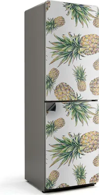 Produktbild von Ananasmusterillustration – Magnetische Kühlschrank Abdeckung – Dekorfolie magnetisch Küche – Kühlschrank Magnet Deko – selbstklebende Magnettafel – Magnetfolie für Kühlschranktür – 60x190 cm