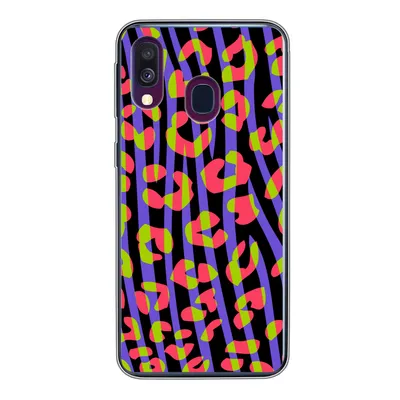 Produktbild von MuchoWow® Handyhülle Schutzhülle Hülle für Samsung Galaxy A40 Pantherdruck - Zebra - Neon Silikon Softcase Handy Hülle - Handy-Tasche
